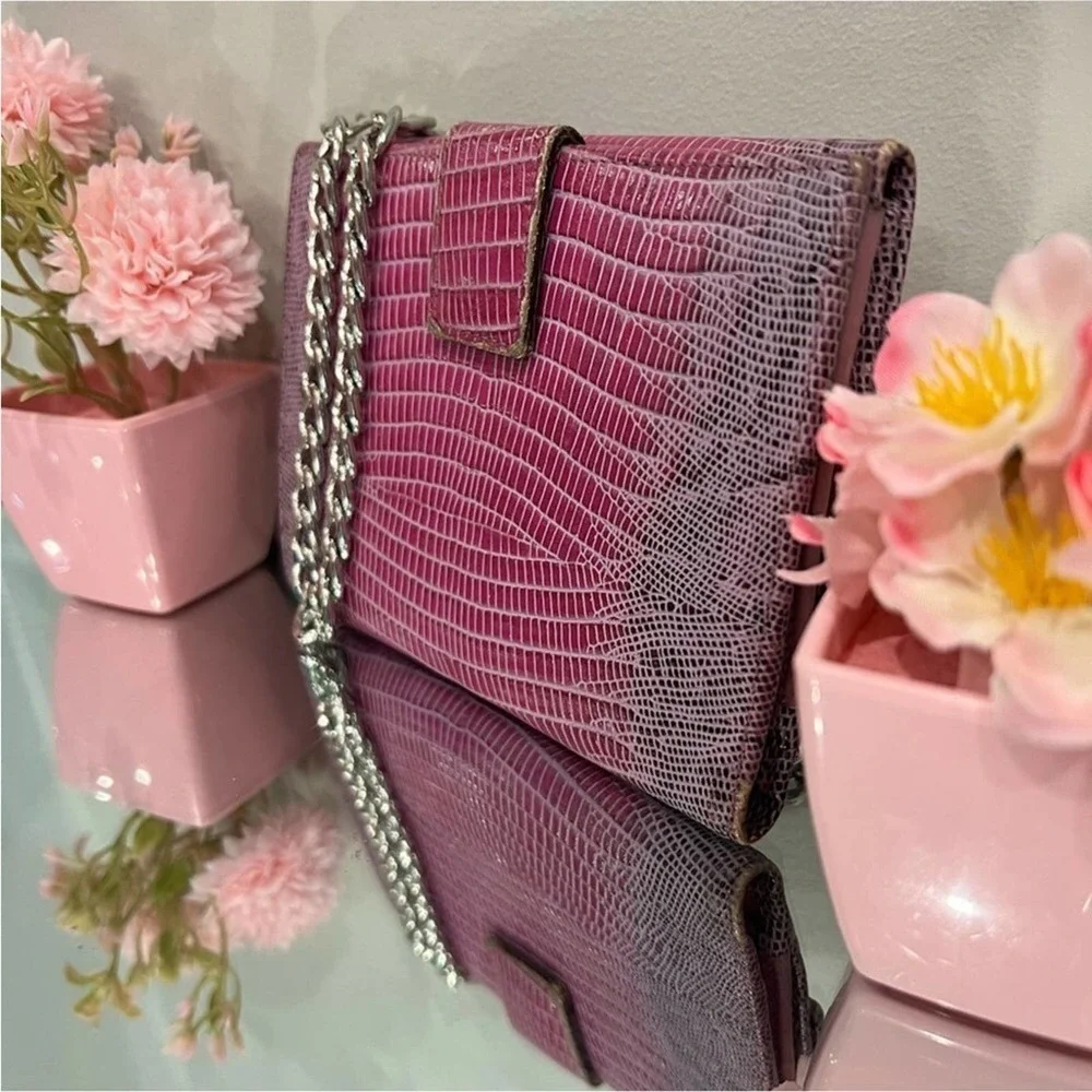 Salvatore Ferragamo Pink Lizard Skin Wallet